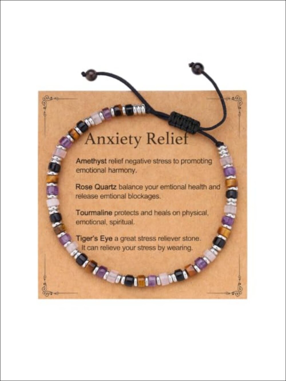 Natural Crystal Gemstone Beaded Bracelet Adjustable Sliding Knot Gift